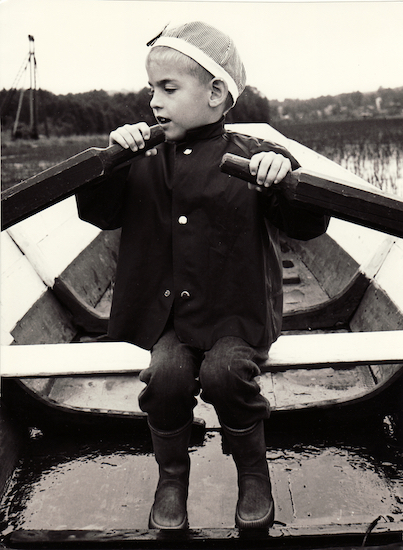 Torgny in Uncle Sven’s rowing boat in Lake Helgum