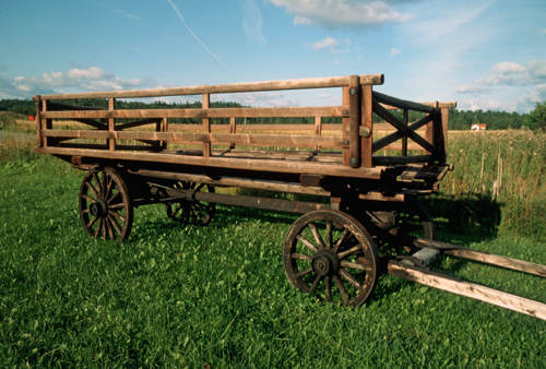 An old hay-cart stands in Alby, Tyresö Sweden