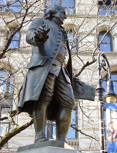 Benjamin Franklin statue by Ernst Plassman (1872)